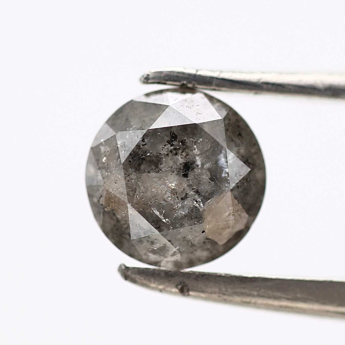 0.85 Carat Salt and Pepper Diamond Gray Fancy Round Brilliant Cut Natural Loose Diamond